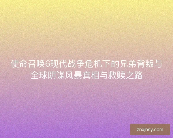 使命召唤6现代战争危机下的兄弟背叛与全球阴谋风暴真相与救赎之路